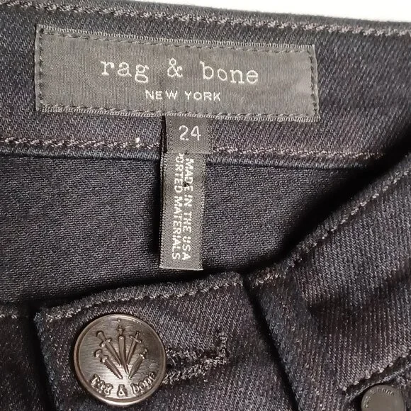 Rag & Bone Jeans Womens Junior 24 Black Slim Straight Leg Denim Y2K Kpop - Picture 6 of 6